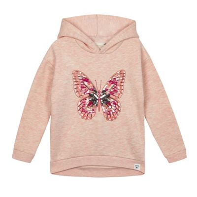 Girls' pink butterfly embroidered sweatshirt
